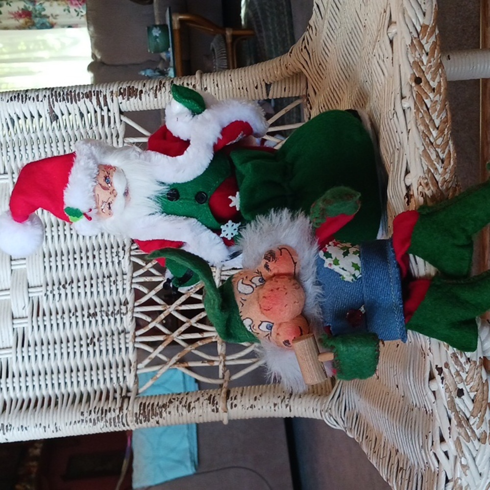 Snowball Santa by Annalee & Elf by Rennoc